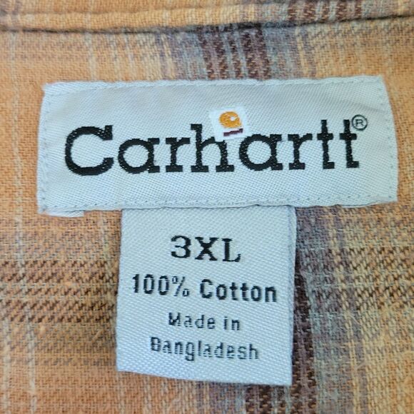 Carhartt Jacket Canvas Chore Shirt Brown 3XL Flannel Lined Snap 5296DKB READ - Picture 2 of 10